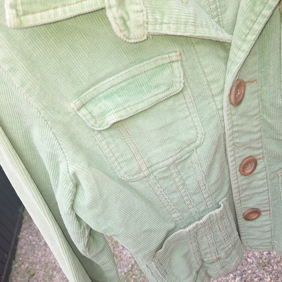 Tulle Women's Green Corduroy, Size L, Tapered Utility Jacket/Blazer - Picture 9 of 11